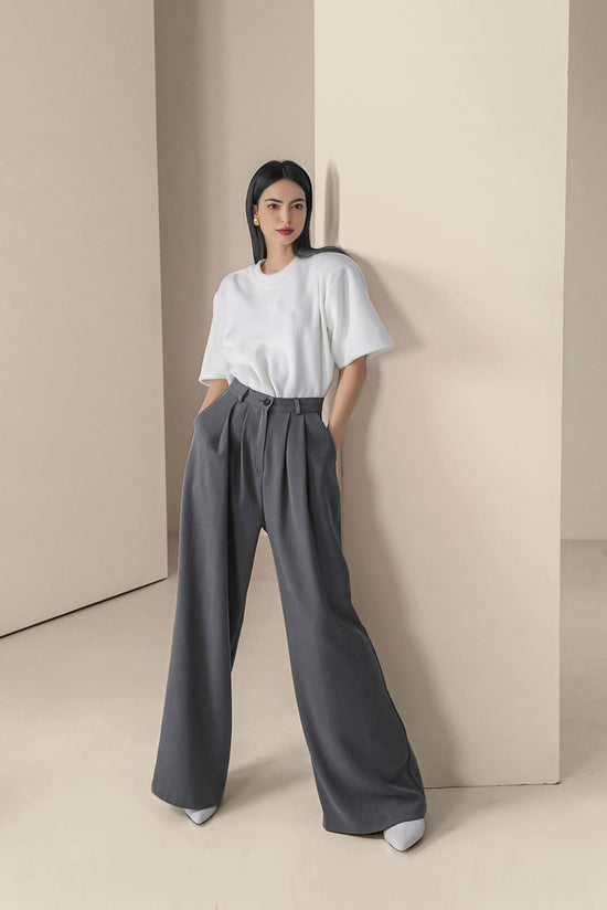 Grey Stretch Pintuck Trousers kevincollin.com