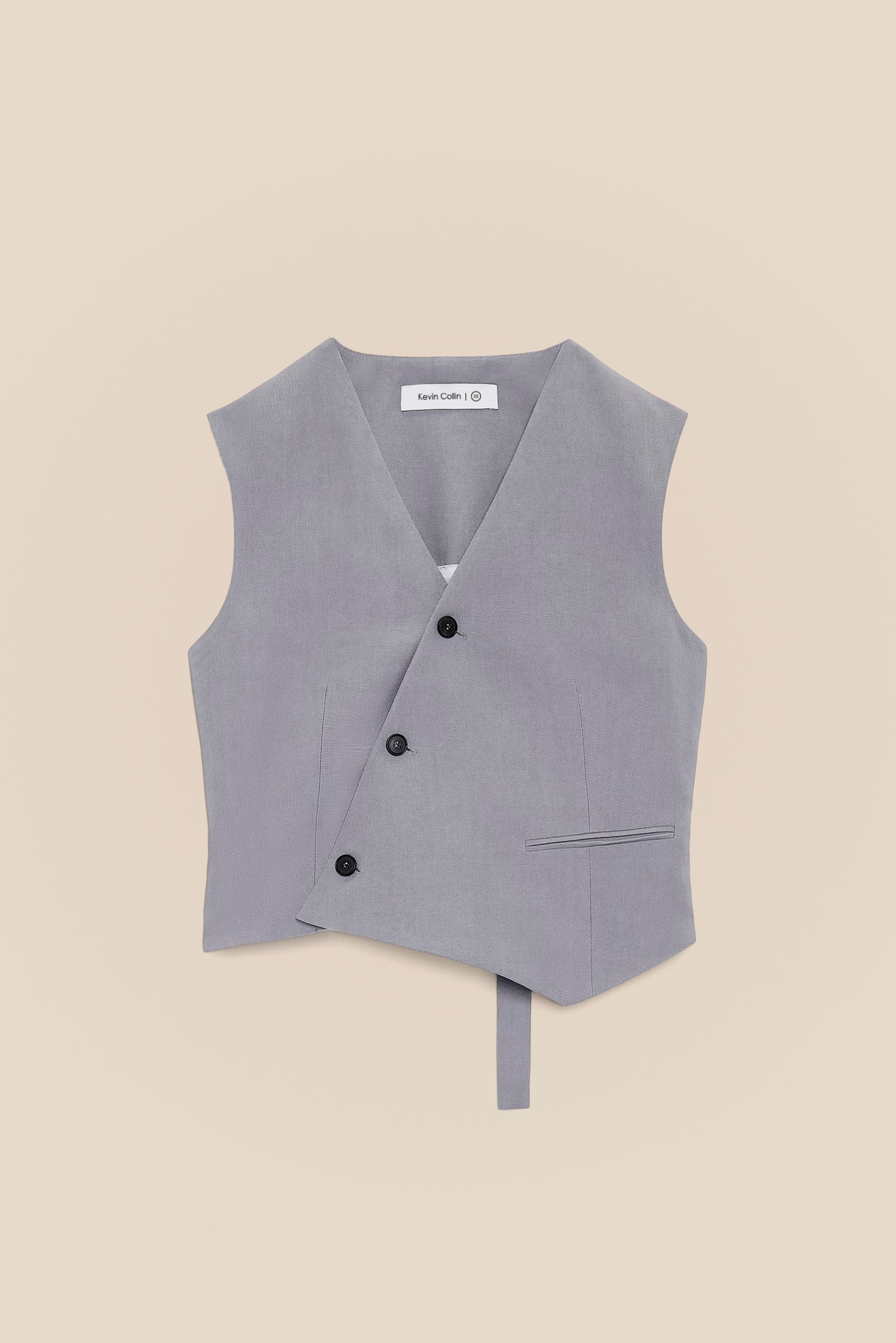 Grey Asymmetric Waistcoat kevincollin.com