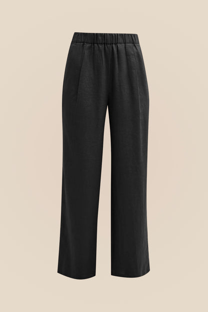 Brown Linen Straight Trousers kevincollin.com