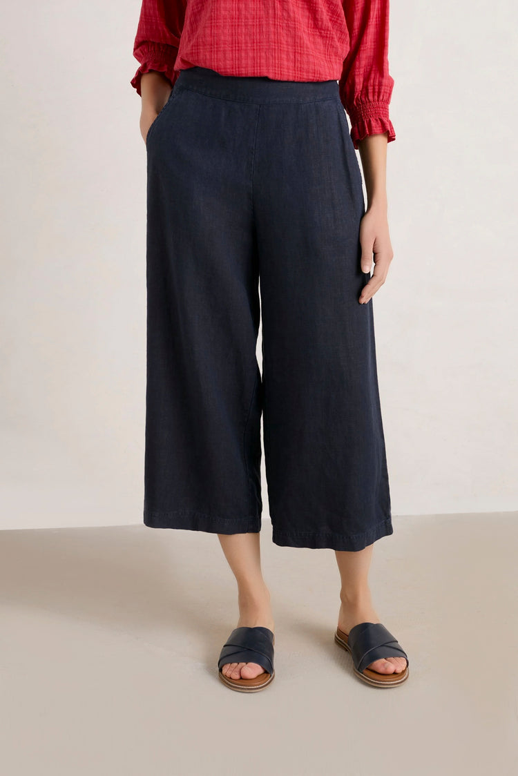 Navy Linen Culottes kevincollin.com