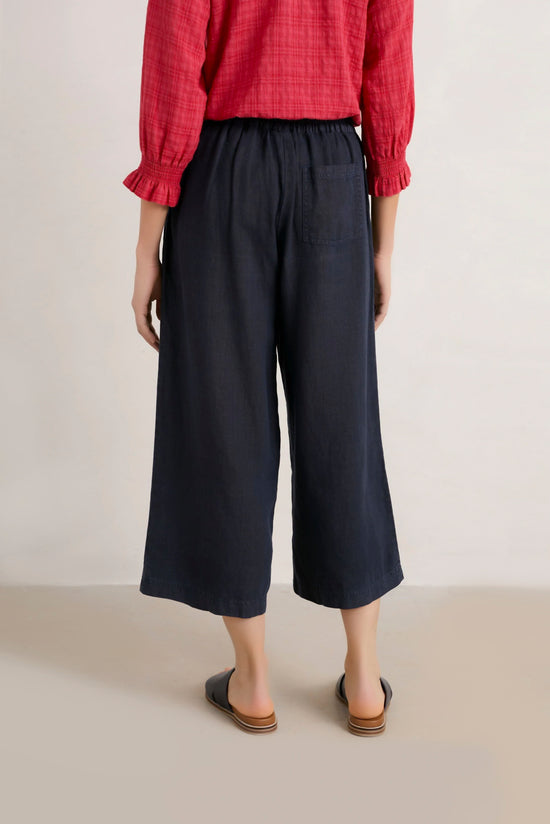 Navy Linen Culottes kevincollin.com