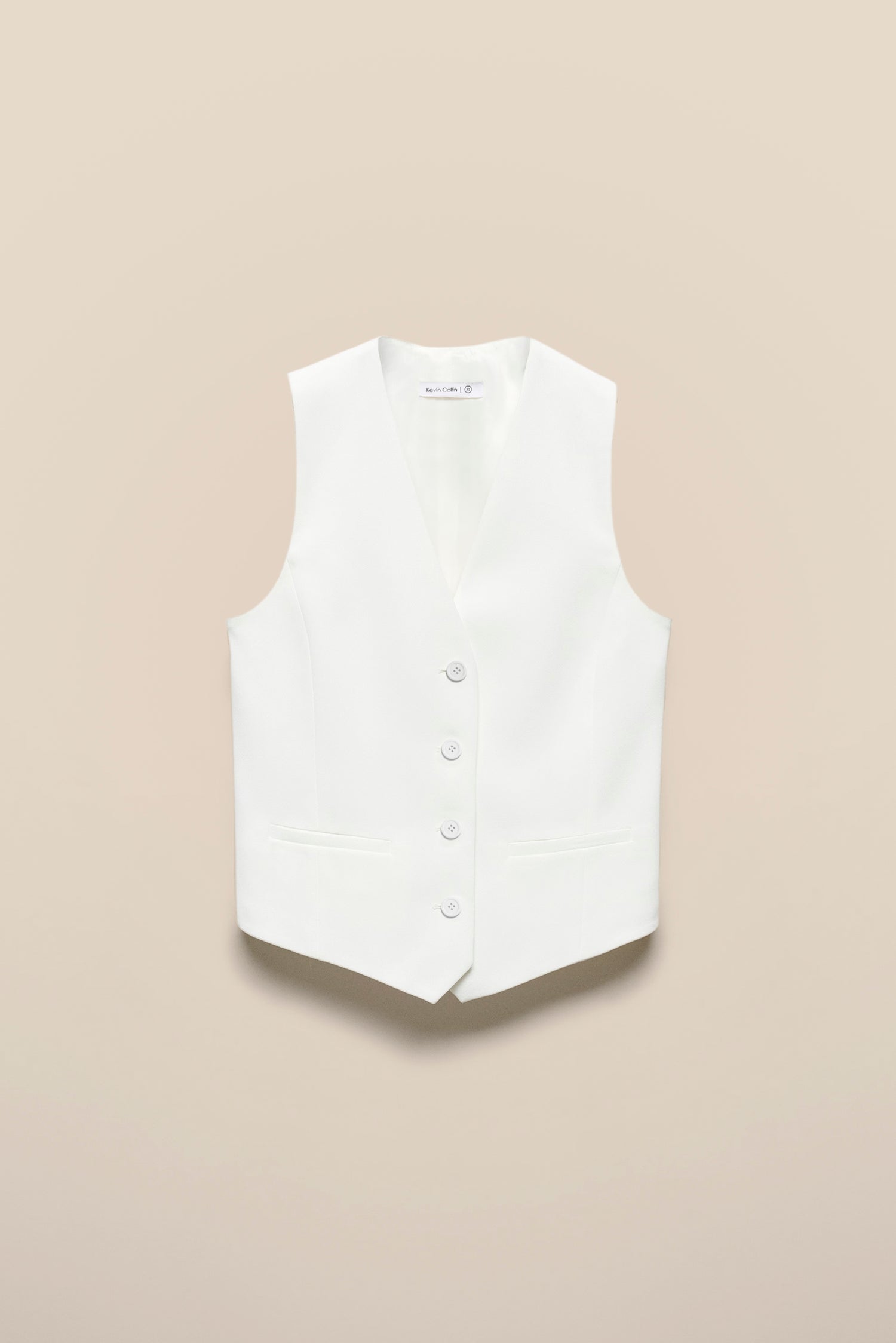 White Sleek Sleeveless Vest kevincollin.com